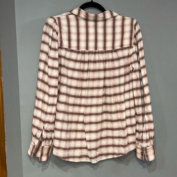 Rails Angelica pink‎ plaid flannel mauve rose iron size M - Picture 5 of 10